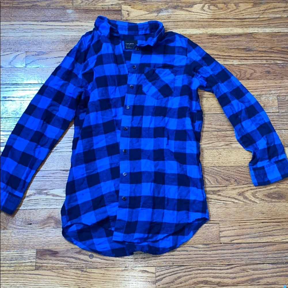 Blue and black plaid long sleeve